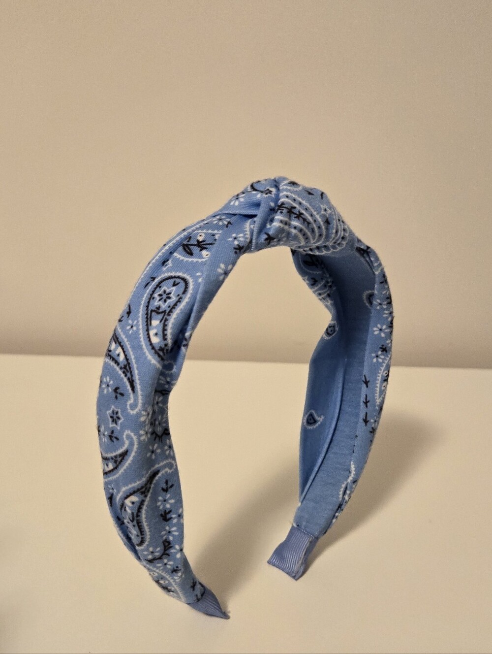 Light Blue Paisley Knotted Headband